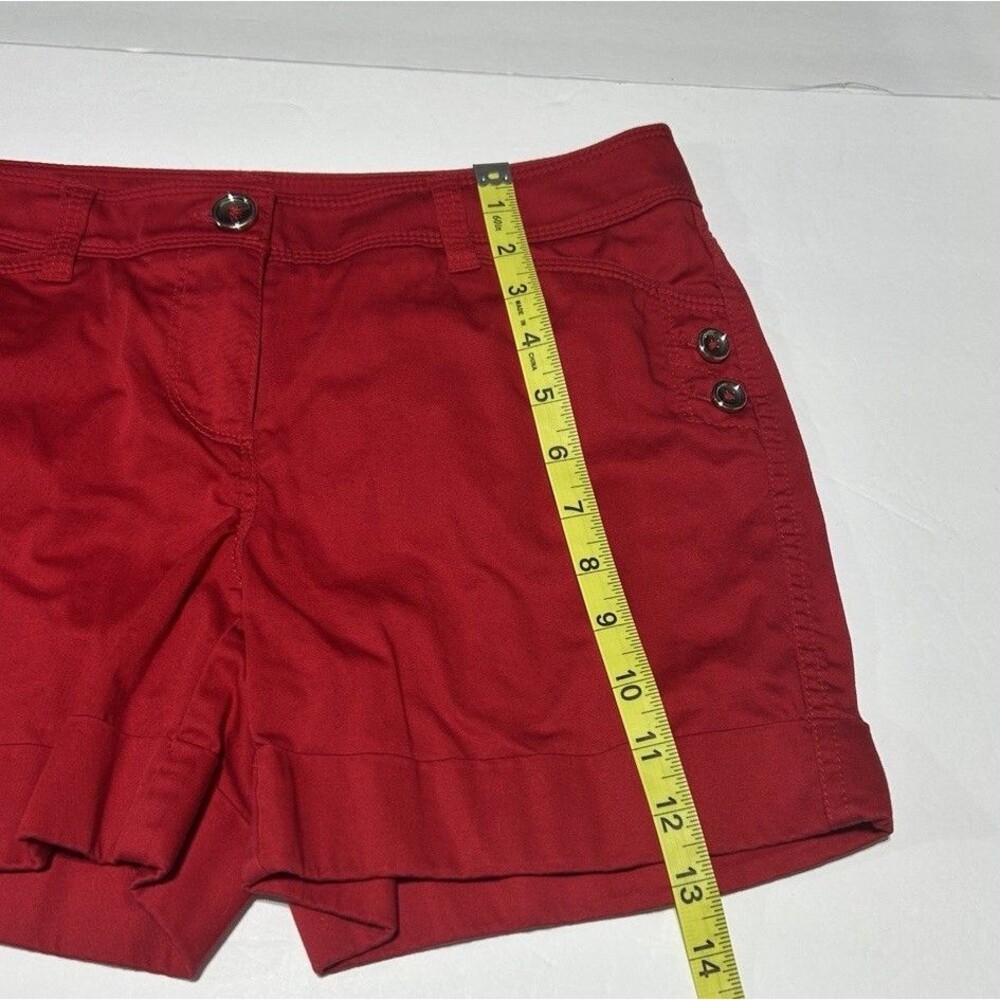 White House Black Market Women's Red Shorts Size 2 Cuffed Casual Summer Mid-Rise - Picture 7 of 8